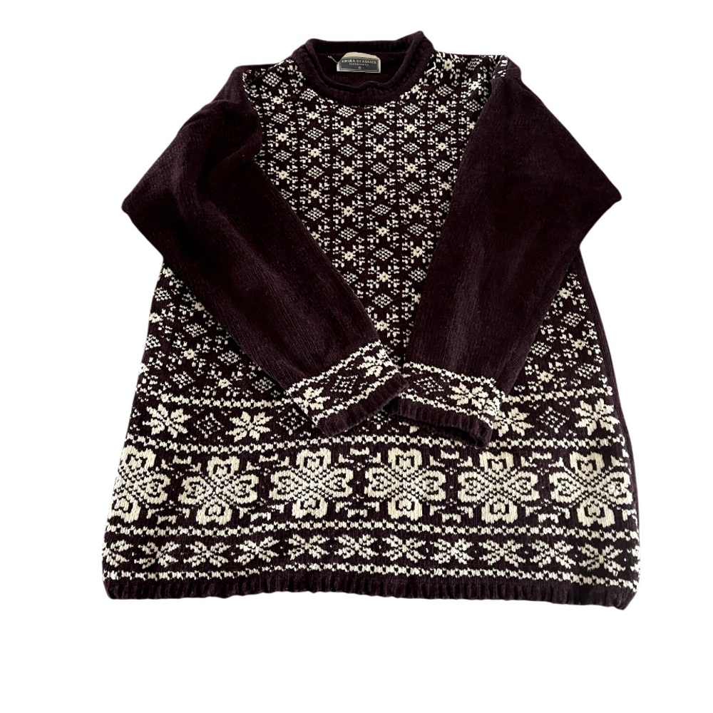 Erika Classics Maroon and White Knit Sweater. Pre owned